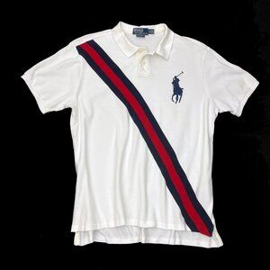 Polo Ralph Lauren Big Pony Stripe White Shirt Mens XXL 2XL 2X